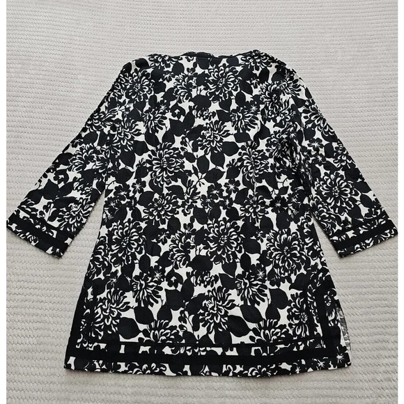 Brooks Brothers Shirt Womens Medium Linen Blend Vcut Neckline Black & White - Picture 7 of 8